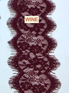 Chantilly Lace Trim Wine Red French Cord Dress Trimming - buklefabrics