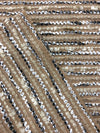 Beige Boucle Tweed Fabric with Black and White Stripe Accents - buklefabrics