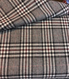 Tartan Plaid Check WOOL Fabric Brown Beige Suiting Material - buklefabrics