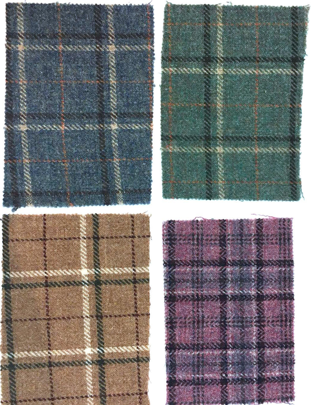 Plaid check WOOL TWEED tartan fabric green white orange by 1.6 yd - buklefabrics