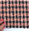 BOUCLE Tweed Fabric Orange Black Fancy Check 1.6 Yard - buklefabrics