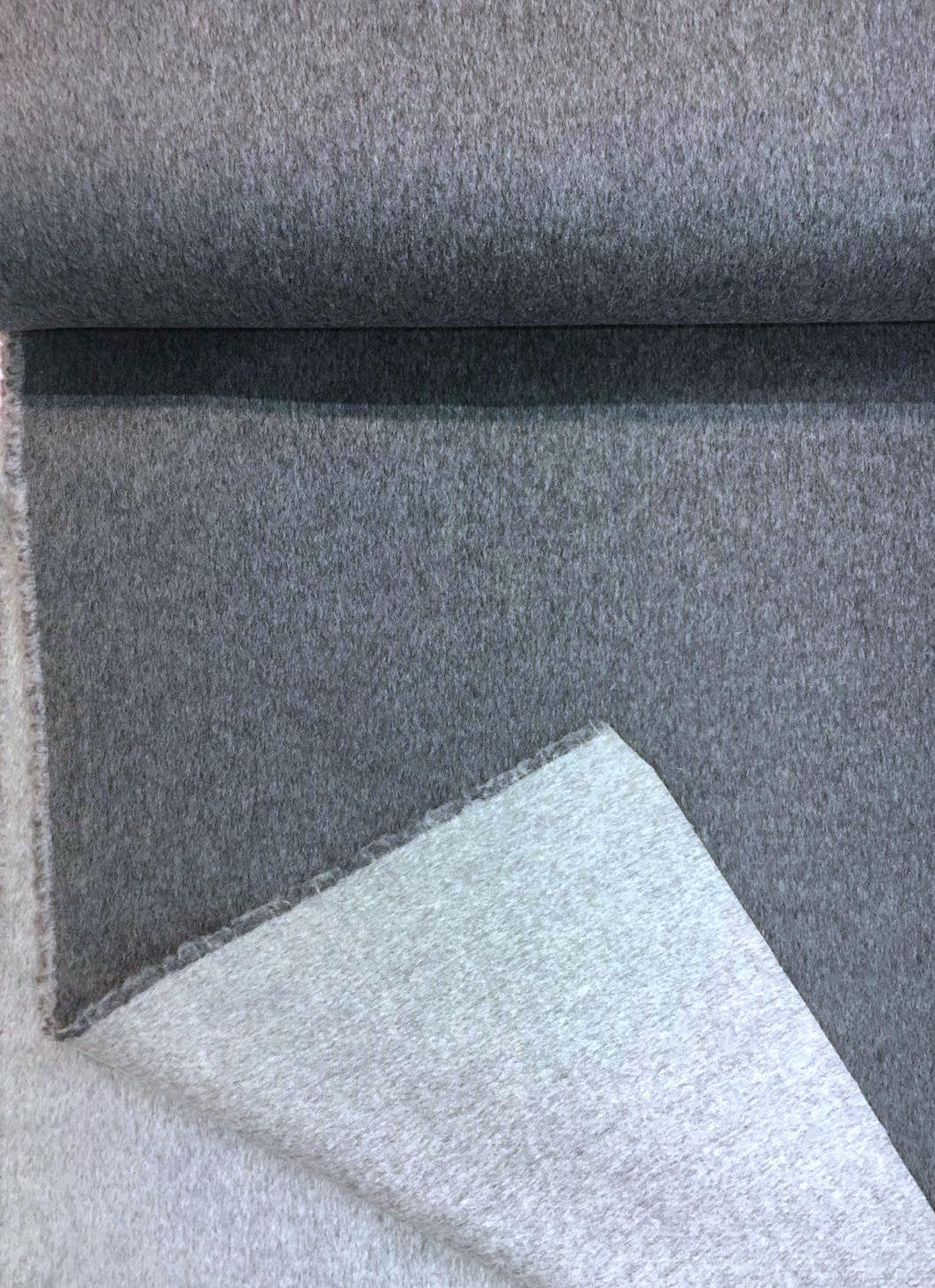 CASHMERE wool coat fabric fine double face grey sewing material - buklefabrics