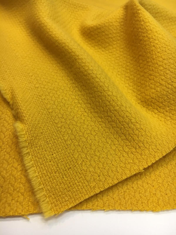 Yellow Boucle Wool Fabric by UNGARO Textured Overcoat Tweed - buklefabrics