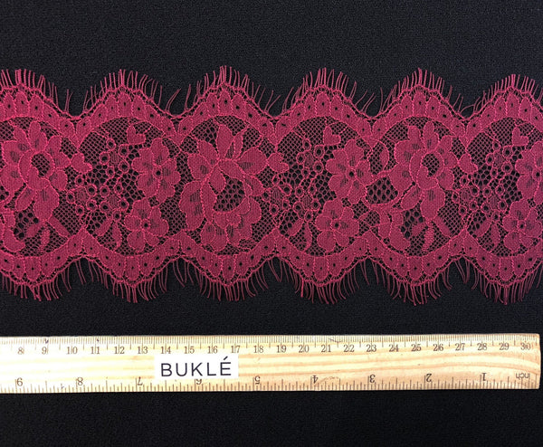 Burgundy Lace Trim French Chantilly Cord Dress Trimming - buklefabrics