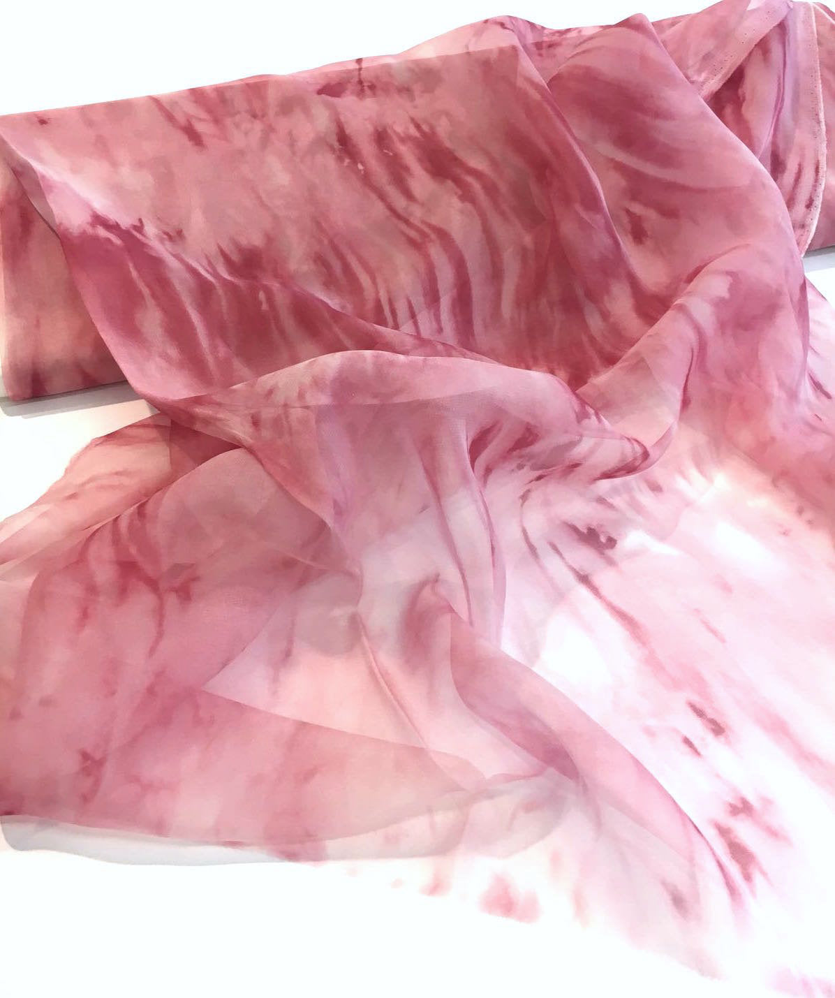 SILK chiffon fabric blush pink voile lightweight material tie dye - buklefabrics