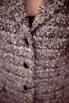 Womens boucle tweed jacket loose street style grey black gold white tweed - buklefabrics