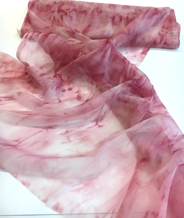 SILK chiffon fabric blush pink voile lightweight material tie dye - buklefabrics