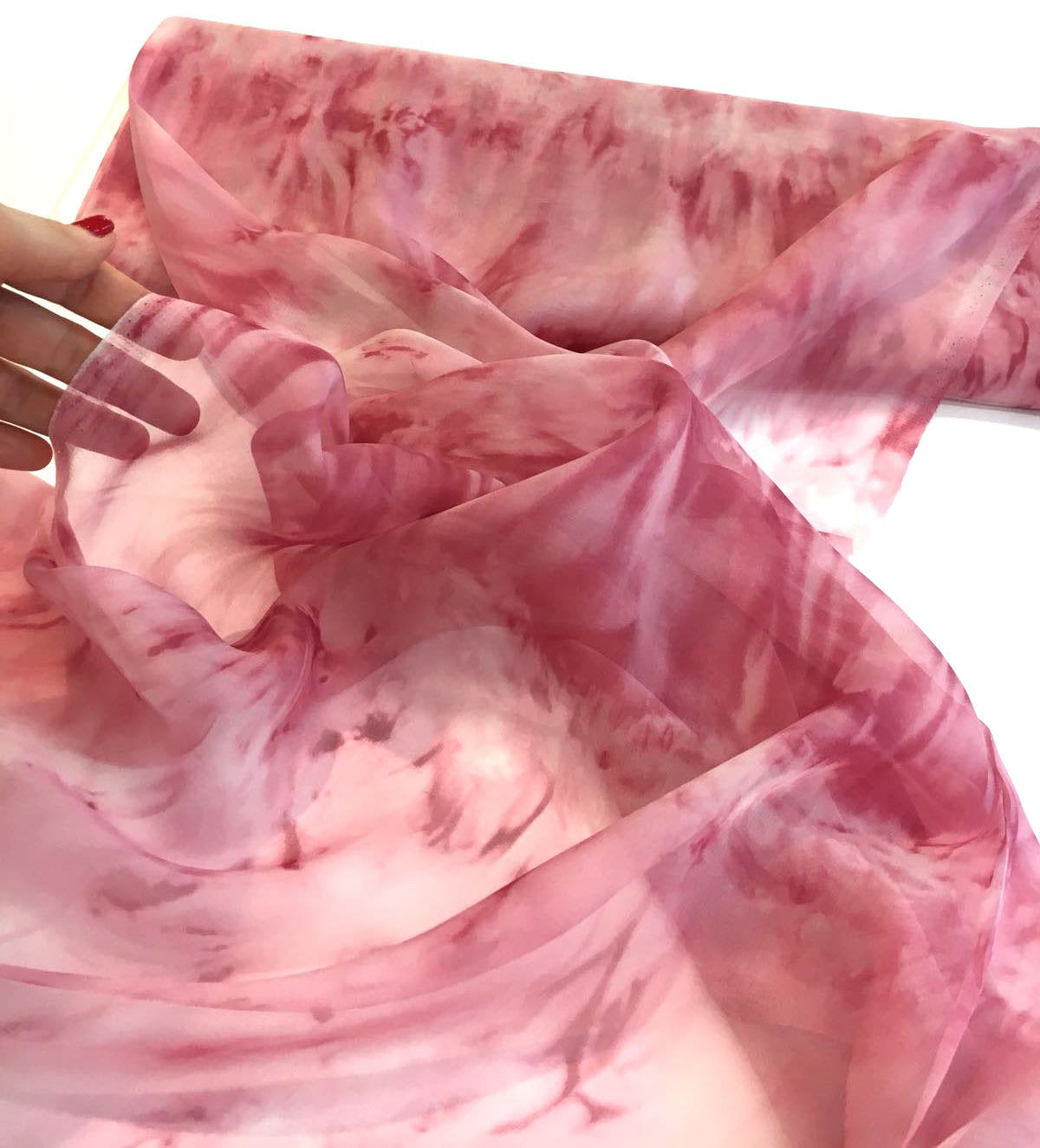 SILK chiffon fabric blush pink voile lightweight material tie dye - buklefabrics