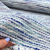 Boucle tweed fabric blue and white striped cotton suit material - buklefabrics