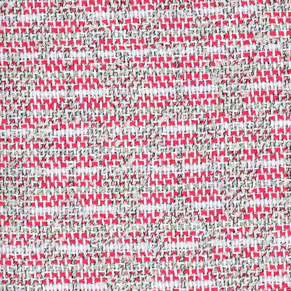 Boucle TWEED fabric red white stripe gold diamond pattern 1.6yd - buklefabrics