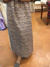 WOOL Crepe Fabric Printed Beige Blue STRETCH Spandex Dress Material - buklefabrics