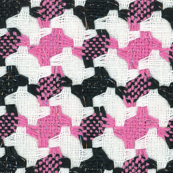 Large Houndstooth Boucle Tweed Fabric Pink White Black 1.6 yard - buklefabrics