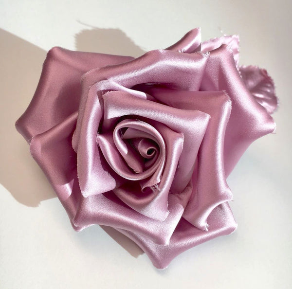 Silk rose flower dusty pink bridal brooch boutonniere - buklefabrics