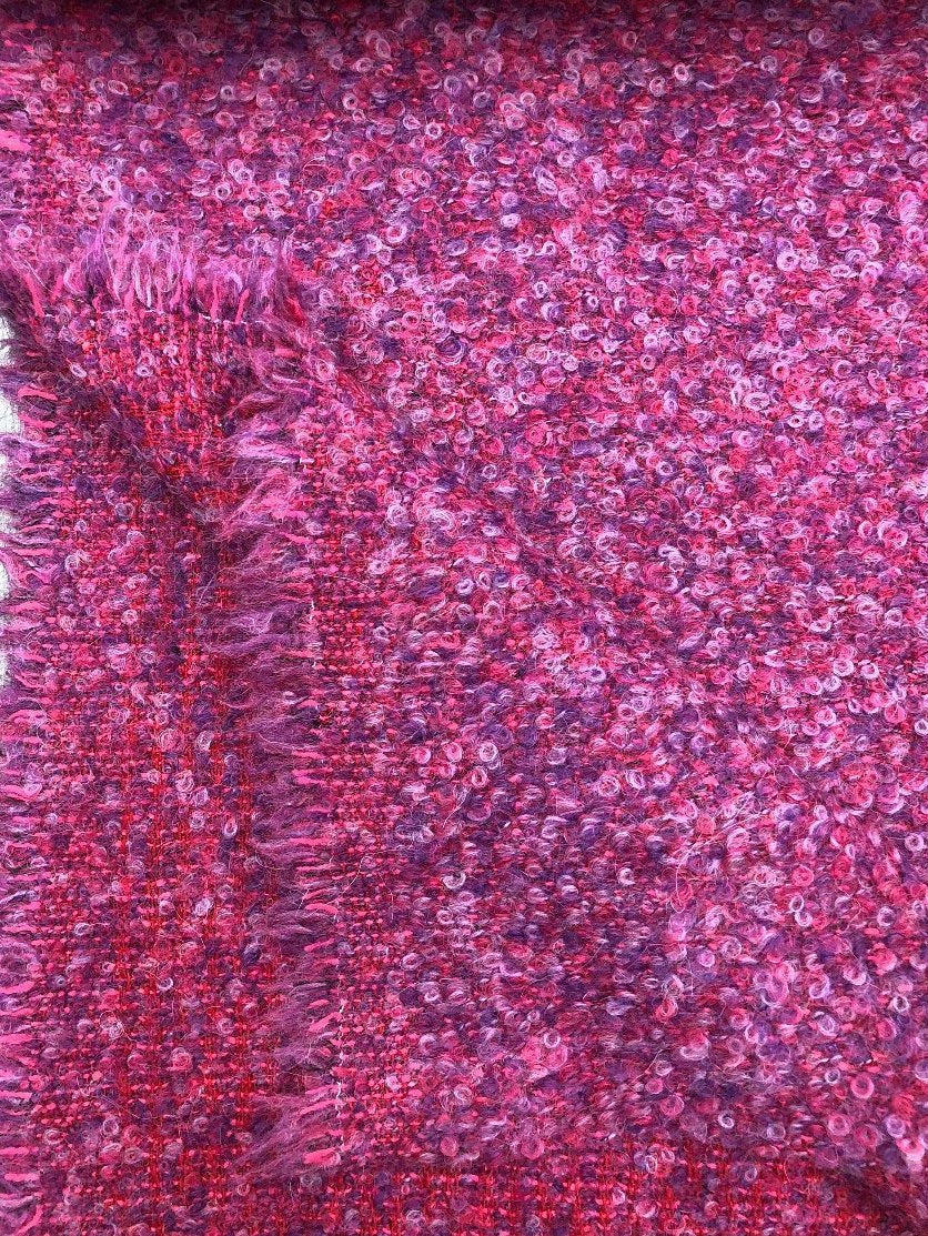 Boucle Tweed Fabric Textured Purple Lilac Soft 100% Wool - buklefabrics