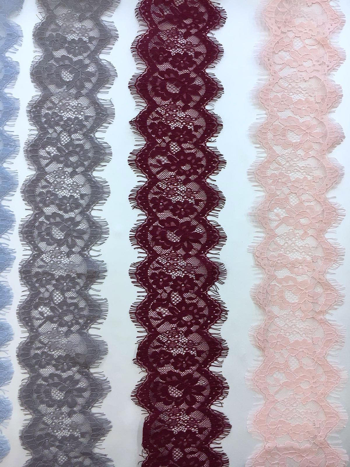 Chantilly Lace Trim Wine Red French Cord Dress Trimming - buklefabrics