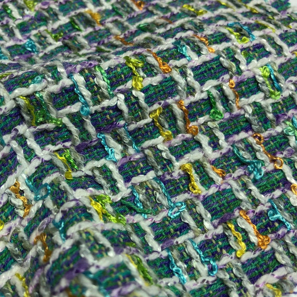 Boucle Fabric Green White Multicolor Tweed 1.6 yd - buklefabrics