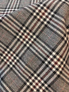 Tartan Plaid Check WOOL Fabric Brown Beige Suiting Material - buklefabrics