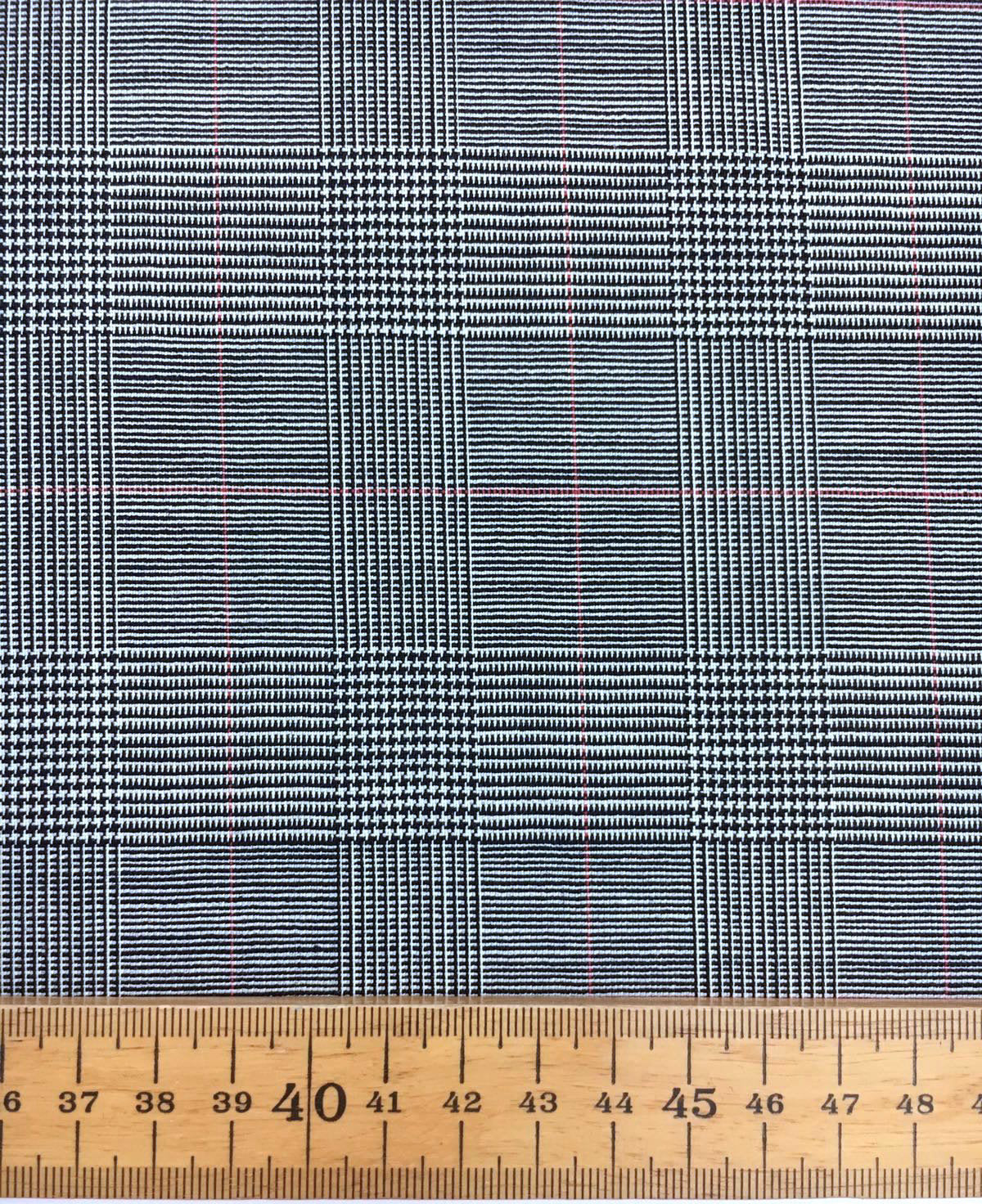 Wool suiting fabric grey plaid prince of Wales check houndstooth stretch material - buklefabrics