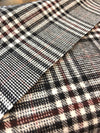 Tartan Plaid Check WOOL Fabric Brown Beige Suiting Material - buklefabrics