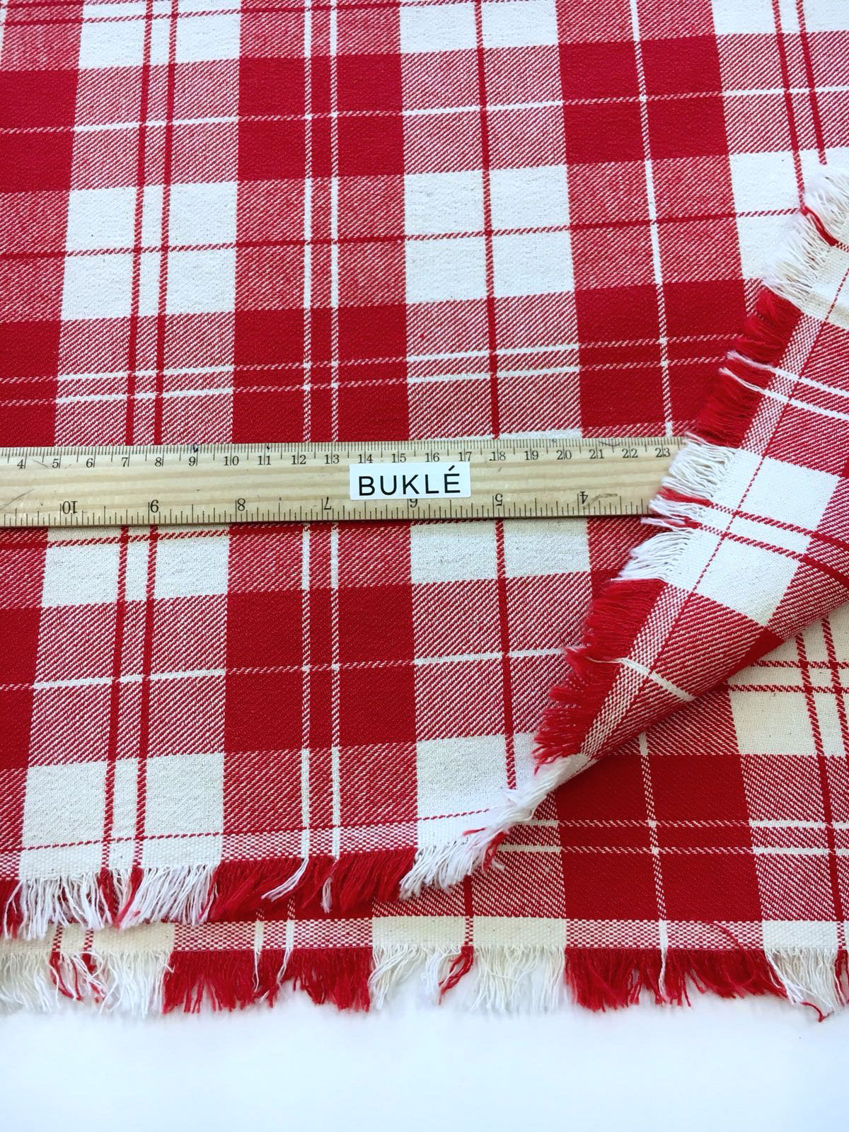 Plaid Fabric COTTON Red Dress Fabric Tartan Fabric Check Red and White Fabric - buklefabrics