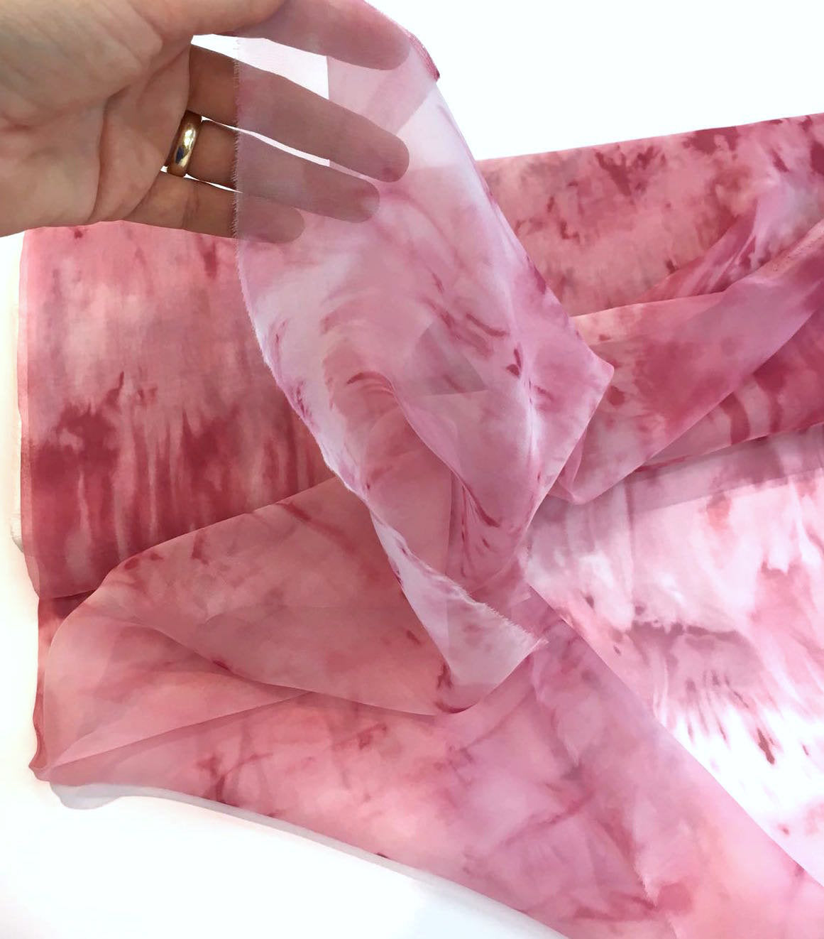 SILK chiffon fabric blush pink voile lightweight material tie dye - buklefabrics