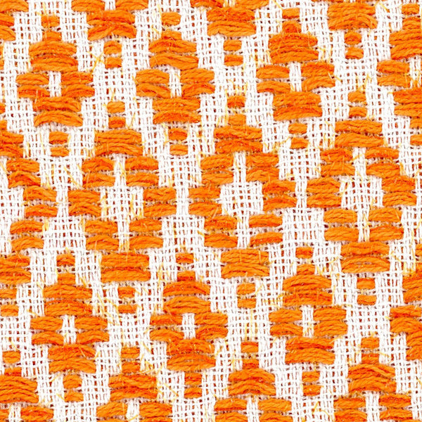 BOUCLE Tweed Diamond Fabric White Orange with Iridescent Lurex 1.6 Yard - buklefabrics