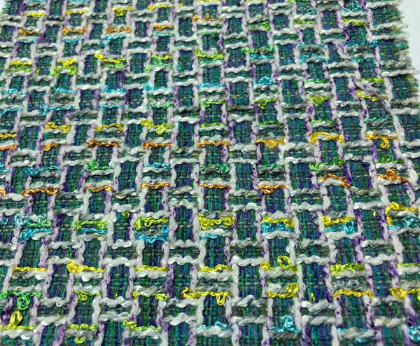 Boucle Fabric Green White Multicolor Tweed 1.6 yd - buklefabrics