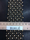 Black beaded 3d lace trim golden pearls and black Iridescent beads - buklefabrics