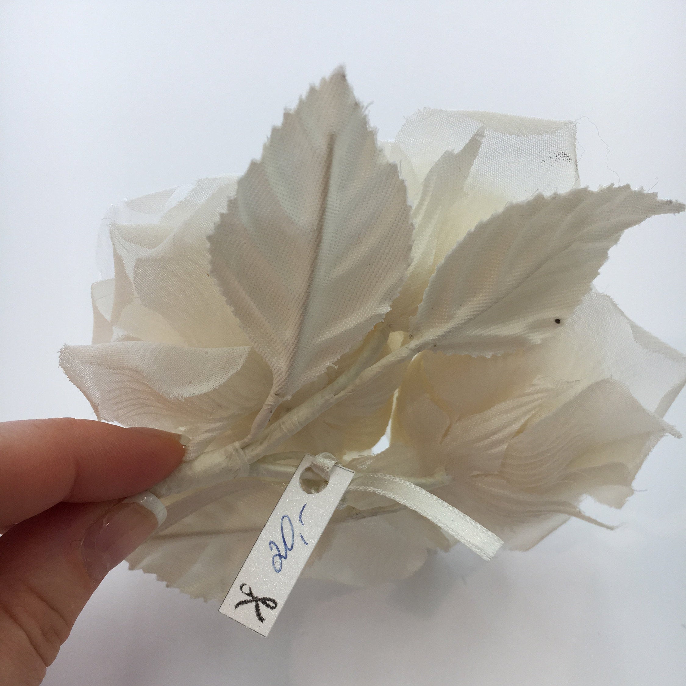 SILK Hair flower white bridal wedding dress accessory millinery brooch - buklefabrics