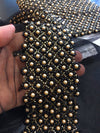 Black beaded 3d lace trim golden pearls and black Iridescent beads - buklefabrics