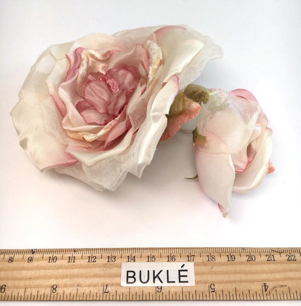 Silk rose flower dusty pink bridal brooch boutonniere - buklefabrics