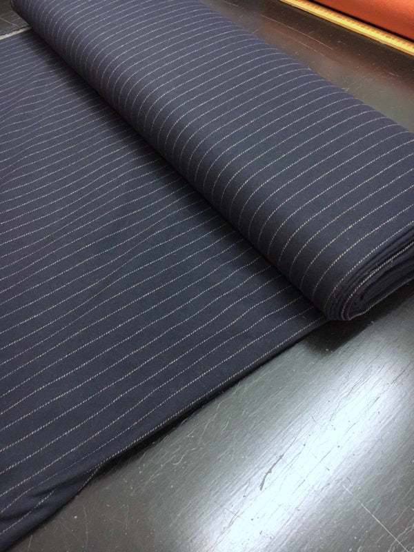 100% WOOL Fabric Blue with Beige Stripe Suit Dress Material - buklefabrics