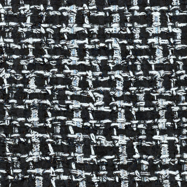 Elegant Black & White Boucle Tweed Fabric Silk and Lurex 1.6yd - buklefabrics