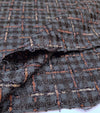 Black BOUCLE TWEED fabric check pattern cotton blend jacket material - buklefabrics