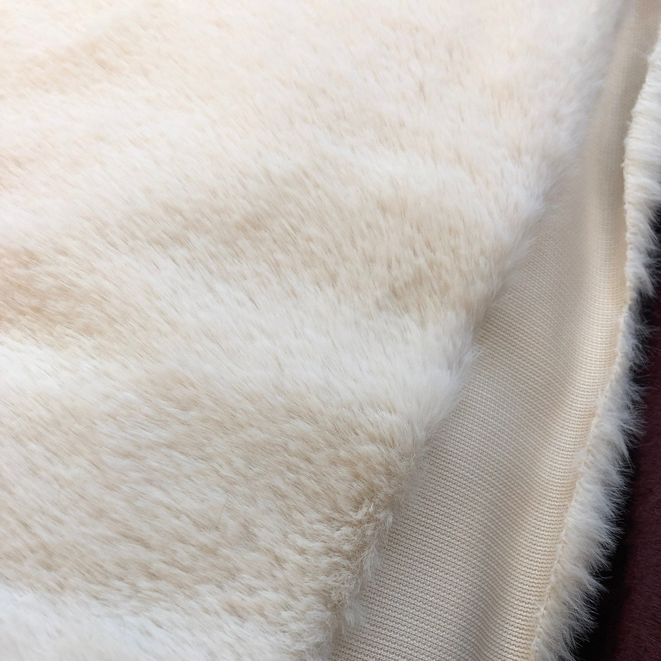 Luxury Faux Fur Fabric Cream Beige Premium Quality Material - buklefabrics