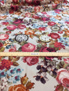 Stretch 100% Silk Fabric Rose Flower Printed Bi-Stretch Spandex - buklefabrics