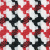 BOUCLE tweed fabric houndstooth check red white black jacket length 1.6 Yard - buklefabrics