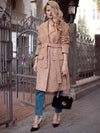 Wool boucle Tweed coat womens trendy oversized brown white overcoat - buklefabrics