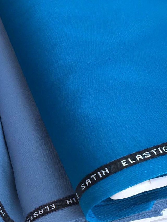 WOOL Fabric Stretch Bright Blue Spandex Lycra Italian Quality Material - buklefabrics