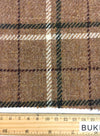 Tartan Plaid Check WOOL Fabric TWEED Brown White Green by 1.6 Yard - buklefabrics