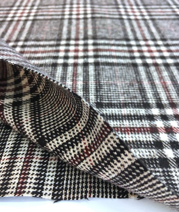 Plaid Check WOOL Fabric Prince of Wales Pattern Houndstooth TWEED - buklefabrics