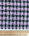 BOUCLE Tweed Fabric Blue Purple Check Textured Cotton 1.6 Yard - buklefabrics