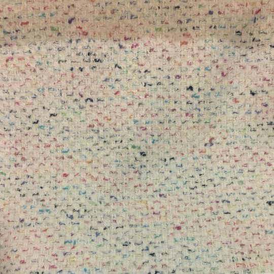 BOUCLE Tweed wool fabric white with multicolour yarn - buklefabrics