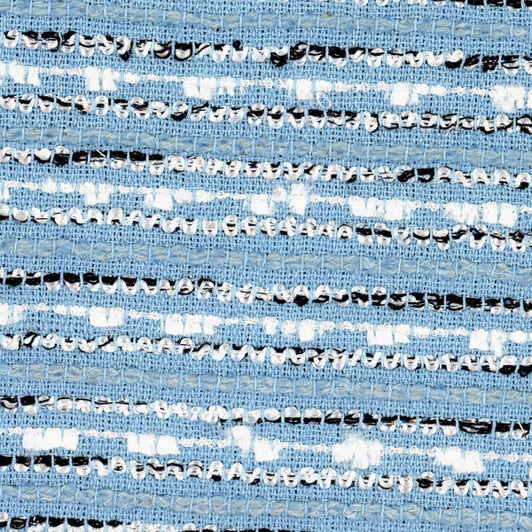 1.6 yard Blue Boucle Tweed Fabric with Black White Stripe - buklefabrics