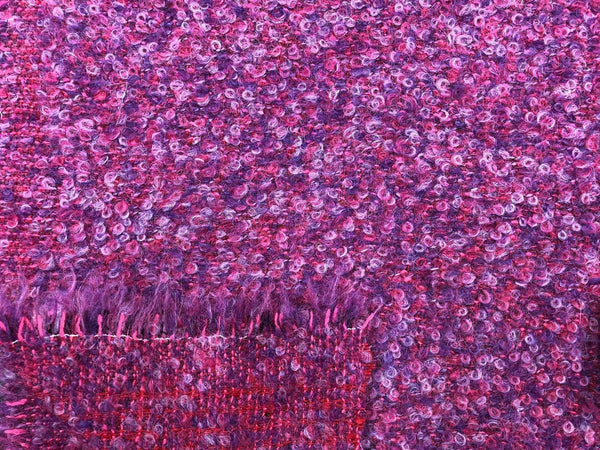 Boucle Tweed Fabric Textured Purple Lilac Soft 100% Wool - buklefabrics