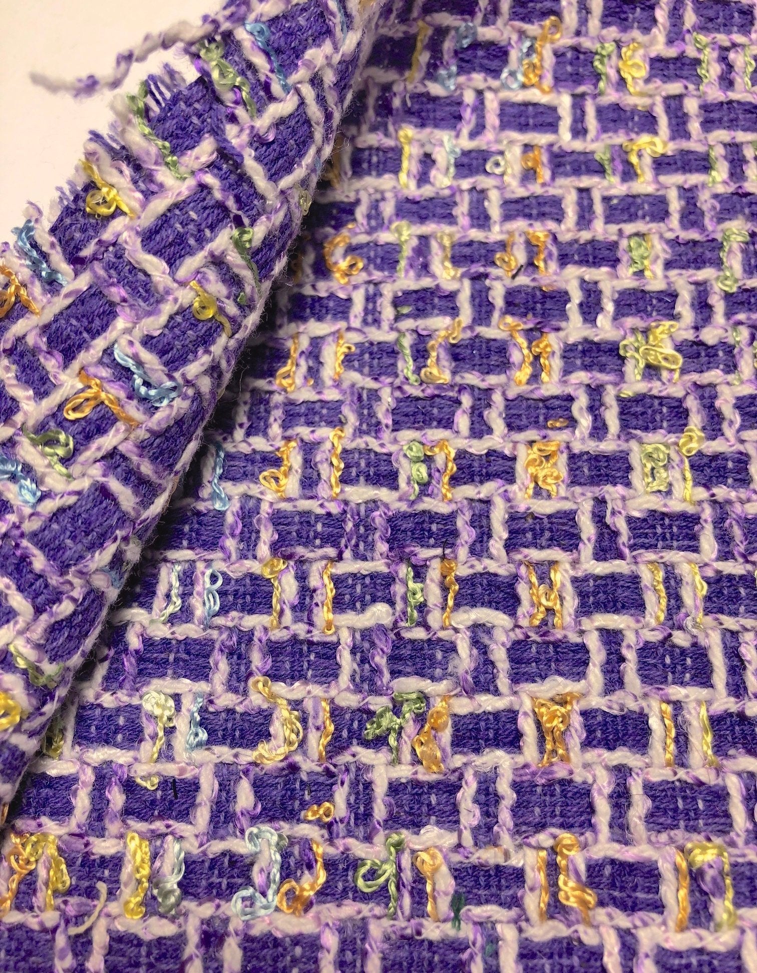 Boucle Fabric Lavender Purple Multicolor Tweed 1.6 yd - buklefabrics