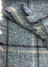 100% Wool Tweed Fabric Tartan Plaid Check Grey Pink - buklefabrics