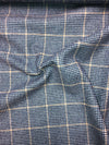 Mongolian Cashmere Wool Fabric Blue Houndstooth Yellow Windowpane Check - buklefabrics