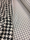 WOOL fabric houndstooth check TWEED black and white boucle material - buklefabrics