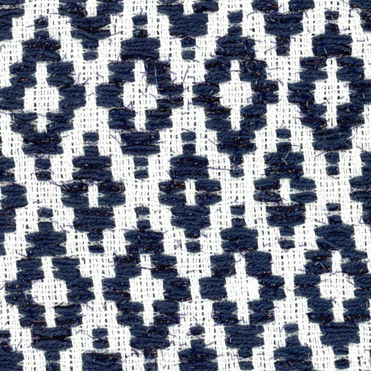 Boucle Tweed fabric textured cotton blue and white diamond pattern 1.6 yd - buklefabrics